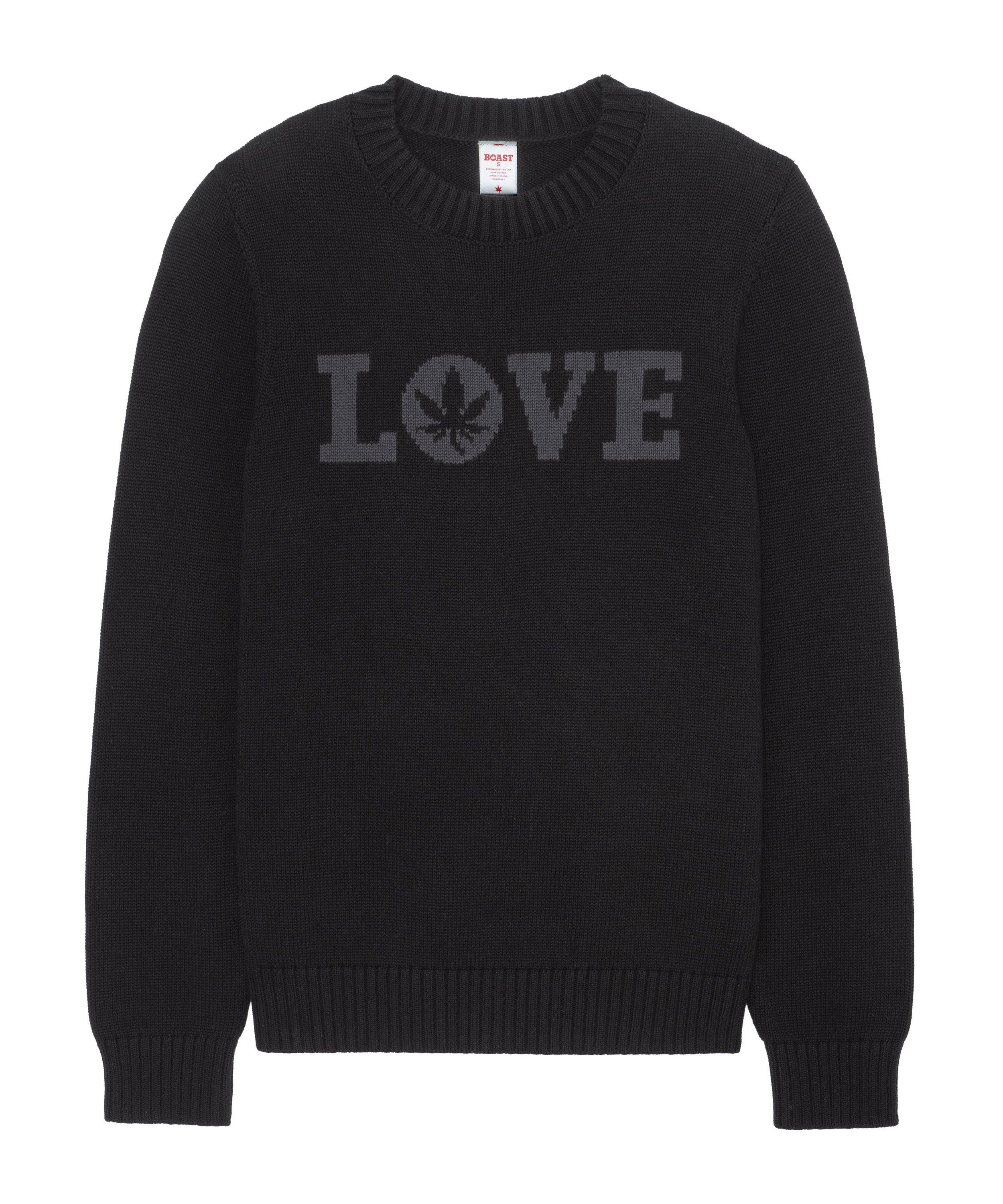 Boast Women's Intarsia "LOVE" Sweater - Black - BLACK